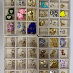 Lot of Assorted 14K Gold Plated & CZ/Enamel Charms (181 charms across 67 styles)